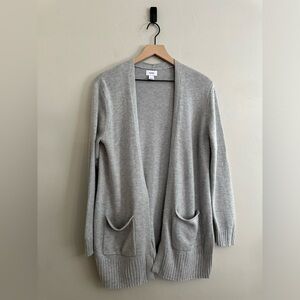 Old Navy light grey open front long sweater, slouchy pockets, L
